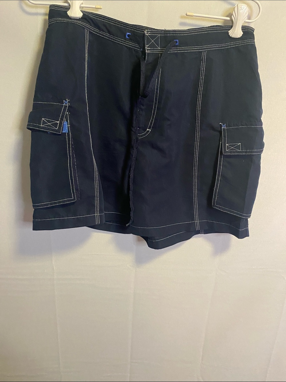 Catalina Black Cargo Swim Shorts with White Contrast Stitching